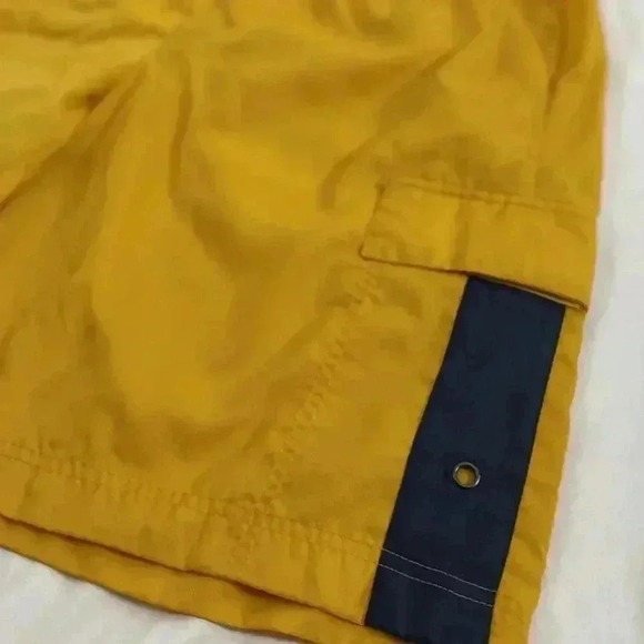 Vintage Nike Mens size L Swoosh Lined Nylon Shorts Yellow Swim Trunks Nautical - Picture 4 of 13